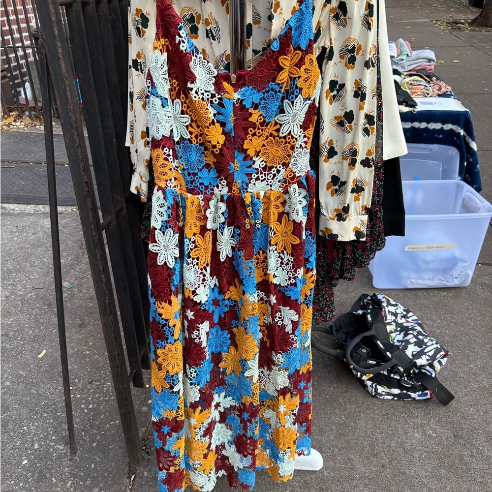 Prabal Gurung Multicolor Floral Lace Midi Dress